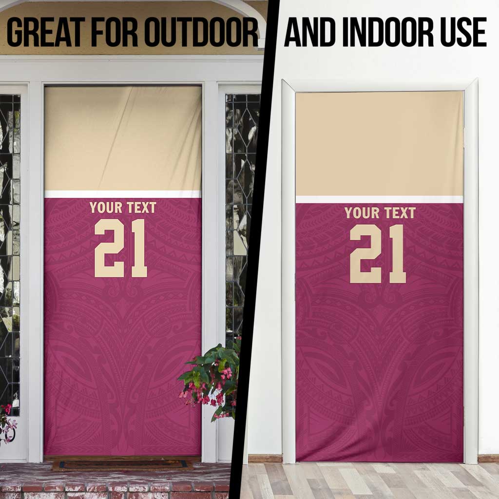 Queensland Samoa Custom Door Cover Maroon Pacific Polynesian Tribal Pattern LT9 - Polynesian Pride
