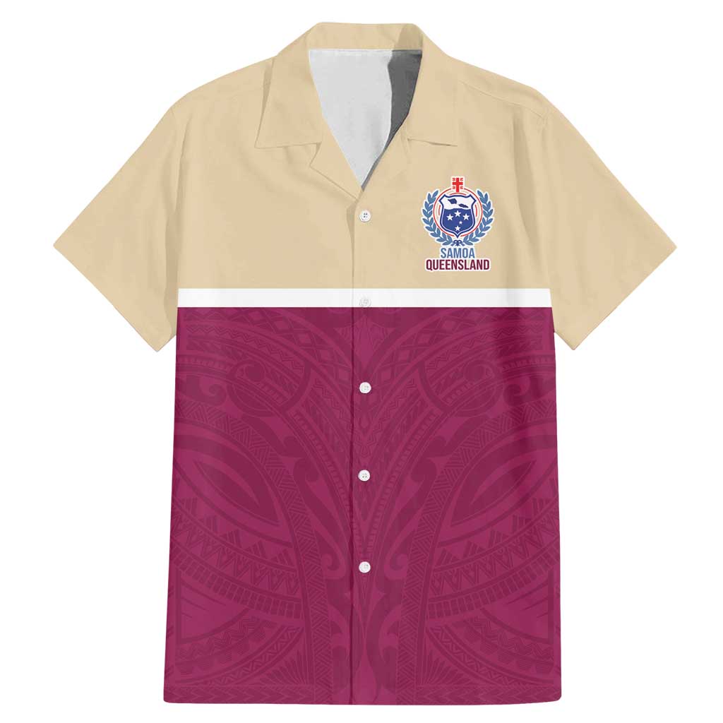 Queensland Samoa Custom Family Matching Mermaid Dress and Hawaiian Shirt Maroon Pacific Polynesian Tribal Pattern