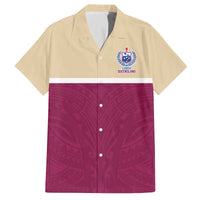 Queensland Samoa Custom Family Matching Off The Shoulder Long Sleeve Dress and Hawaiian Shirt Maroon Pacific Polynesian Tribal Pattern