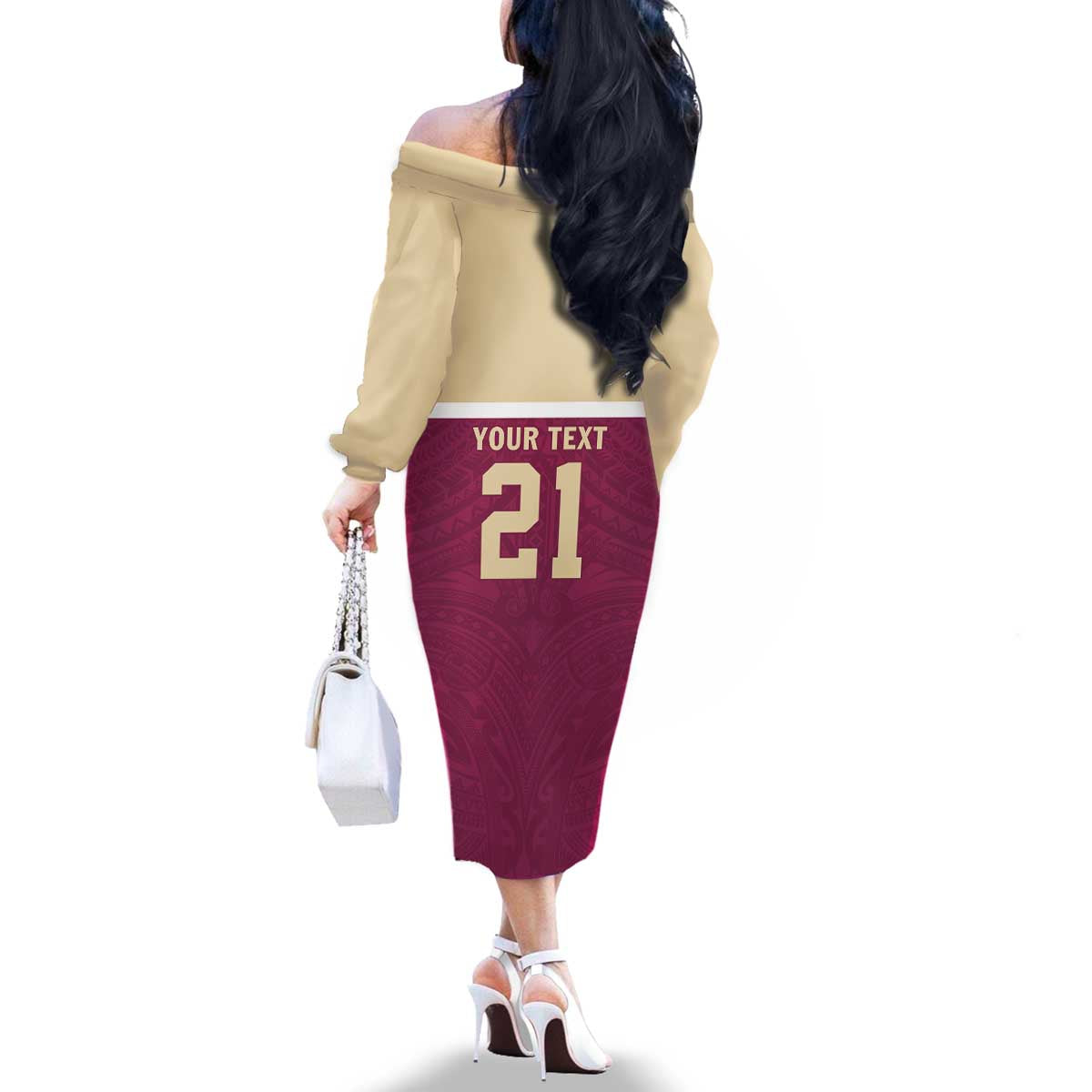 Queensland Samoa Custom Family Matching Off The Shoulder Long Sleeve Dress and Hawaiian Shirt Maroon Pacific Polynesian Tribal Pattern