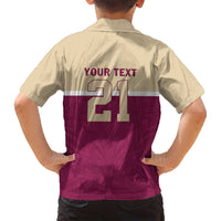 Queensland Samoa Custom Family Matching Off Shoulder Short Dress and Hawaiian Shirt Maroon Pacific Polynesian Tribal Pattern