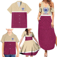 Queensland Samoa Custom Family Matching Summer Maxi Dress and Hawaiian Shirt Maroon Pacific Polynesian Tribal Pattern