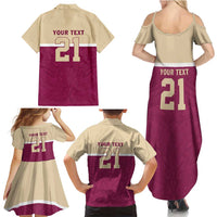 Queensland Samoa Custom Family Matching Summer Maxi Dress and Hawaiian Shirt Maroon Pacific Polynesian Tribal Pattern