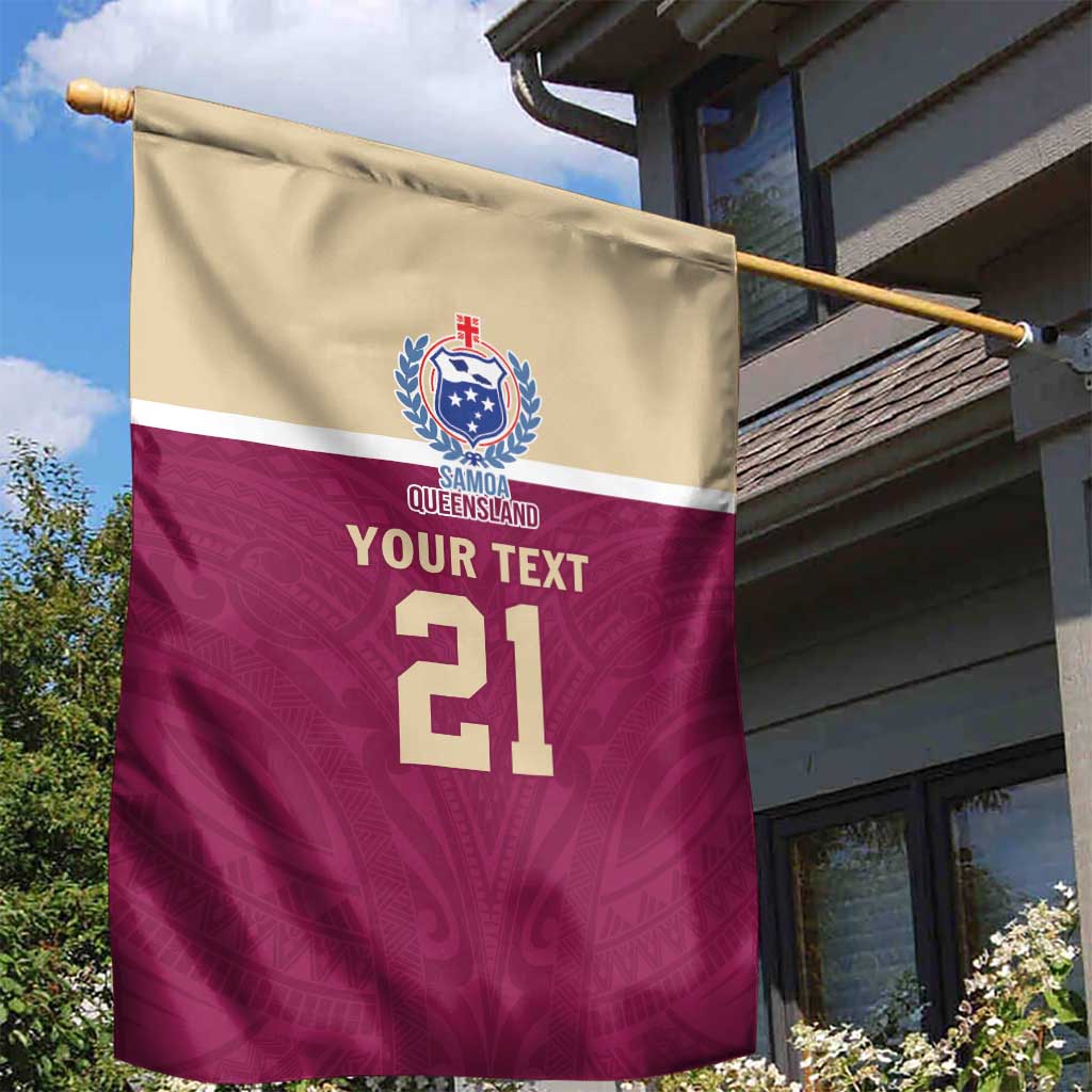 Queensland Samoa Custom Garden Flag Maroon Pacific Polynesian Tribal Pattern