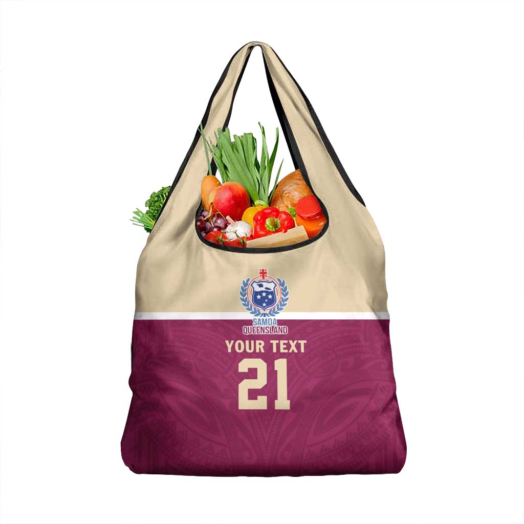 Queensland Samoa Custom Grocery Bag Maroon Pacific Polynesian Tribal Pattern LT9 1-pack One Size Maroon - Polynesian Pride