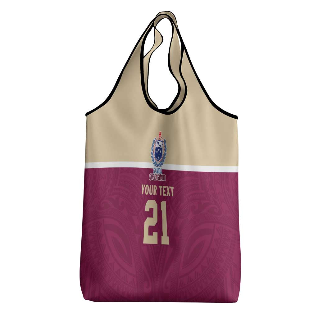 Queensland Samoa Custom Grocery Bag Maroon Pacific Polynesian Tribal Pattern LT9 - Polynesian Pride