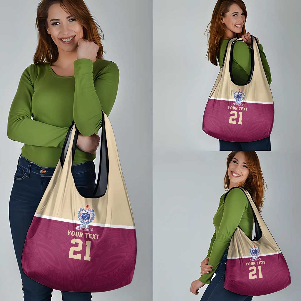 Queensland Samoa Custom Grocery Bag Maroon Pacific Polynesian Tribal Pattern LT9 - Polynesian Pride