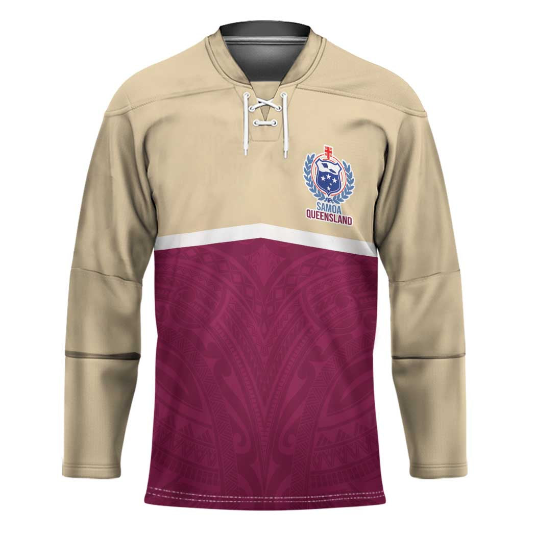 Queensland Samoa Custom Hockey Jersey Maroon Pacific Polynesian Tribal Pattern LT9 Unisex Maroon - Polynesian Pride