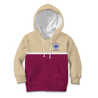 Queensland Samoa Custom Kid Hoodie Maroon Pacific Polynesian Tribal Pattern