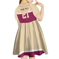 Queensland Samoa Custom Kid Short Sleeve Dress Maroon Pacific Polynesian Tribal Pattern