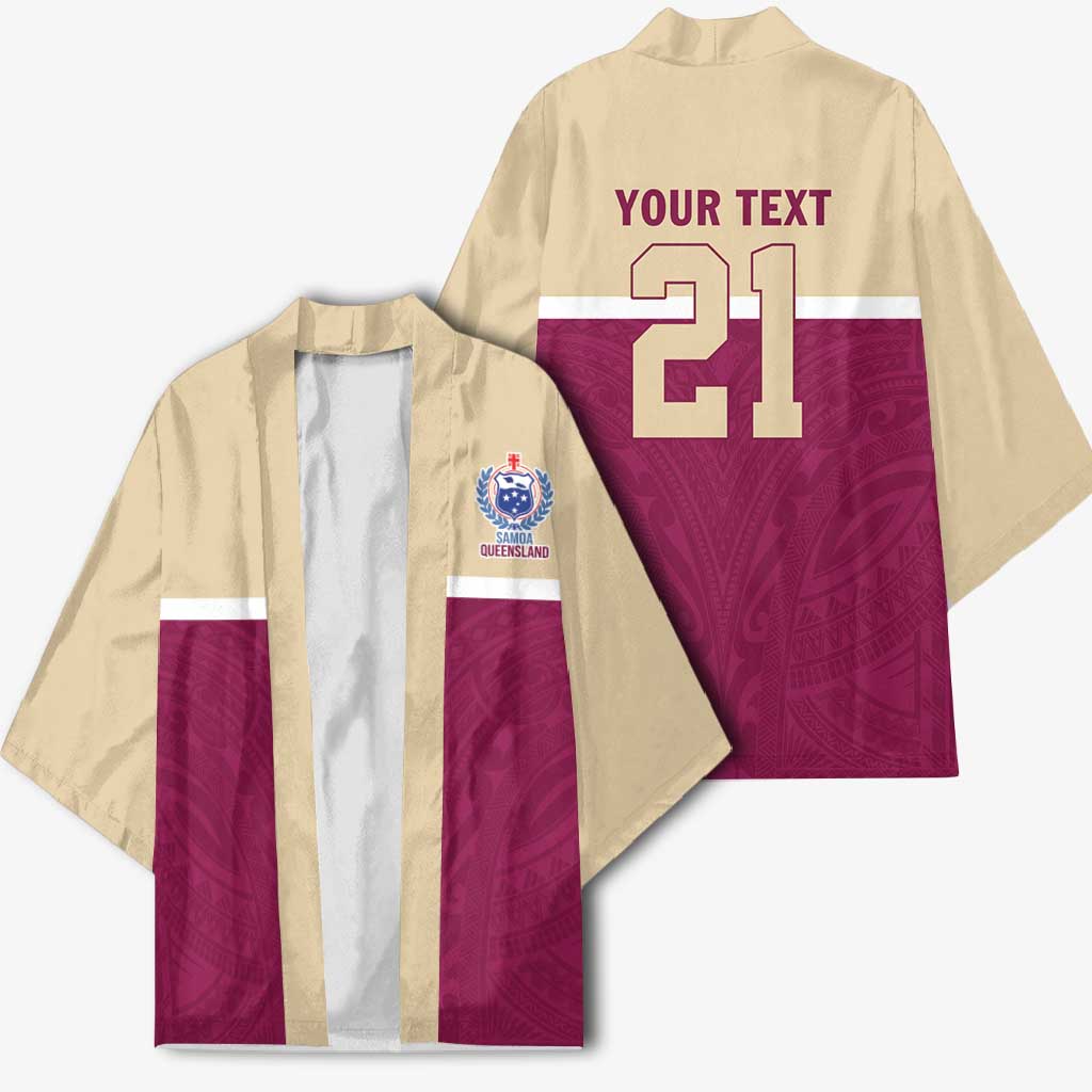 Queensland Samoa Custom Kimono Maroon Pacific Polynesian Tribal Pattern LT9 - Polynesian Pride
