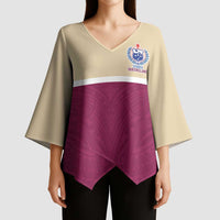 Queensland Samoa Custom Kimono Sleeve Blouse Maroon Pacific Polynesian Tribal Pattern LT9 - Polynesian Pride
