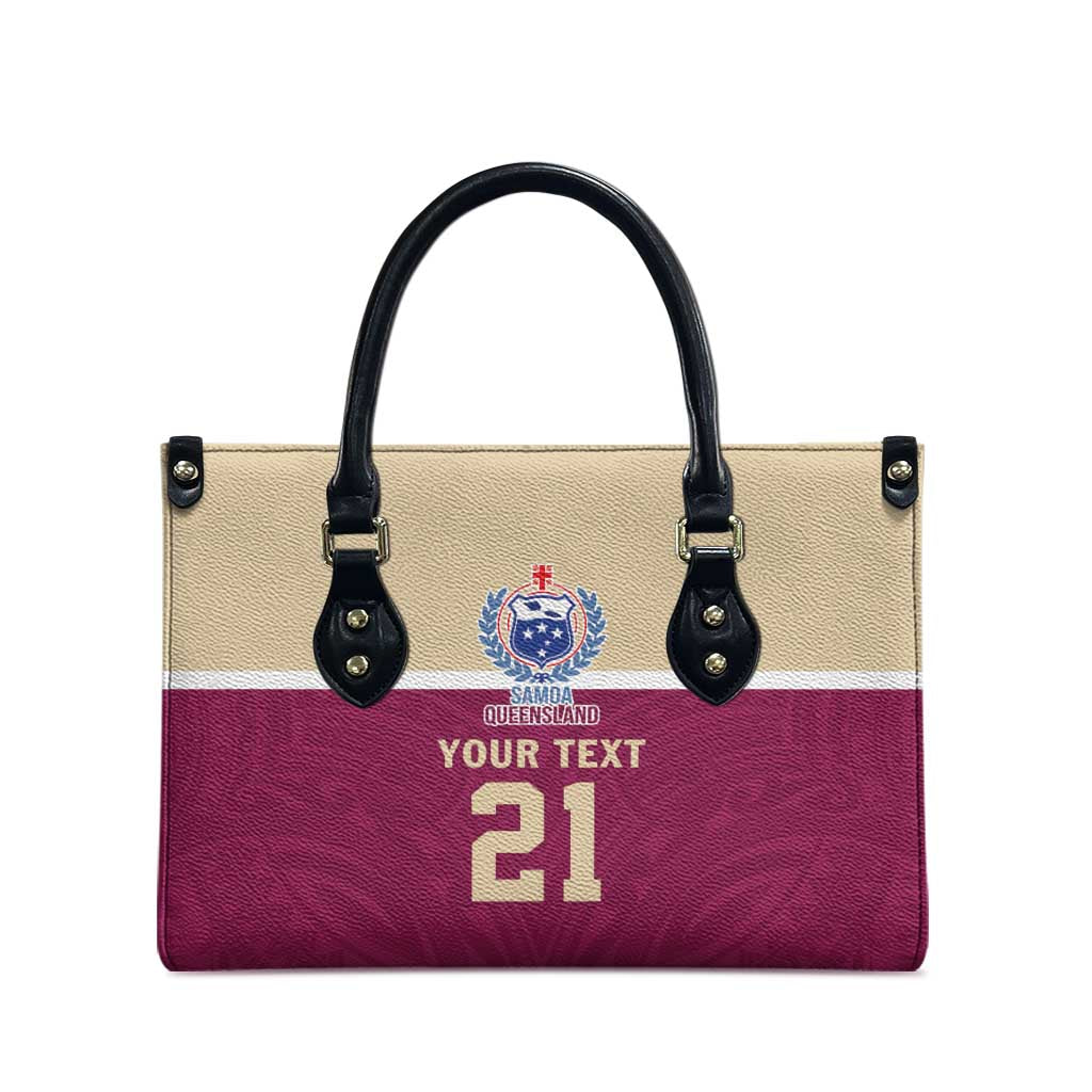 Queensland Samoa Custom Leather Bag Maroon Pacific Polynesian Tribal Pattern - Polynesian Pride