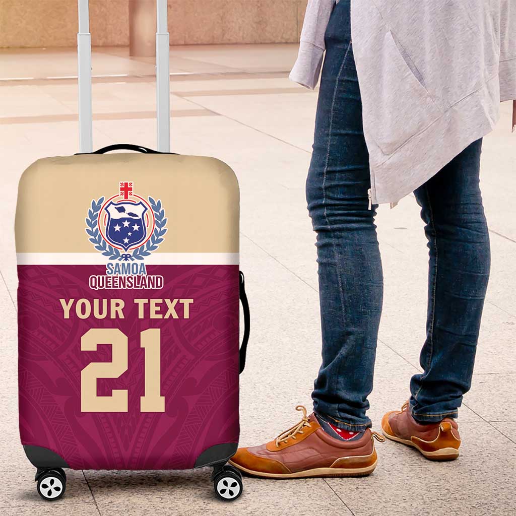 Queensland Samoa Custom Luggage Cover Maroon Pacific Polynesian Tribal Pattern