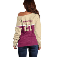 Queensland Samoa Custom Off Shoulder Sweater Maroon Pacific Polynesian Tribal Pattern