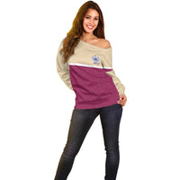 Queensland Samoa Custom Off Shoulder Sweater Maroon Pacific Polynesian Tribal Pattern