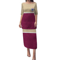 Queensland Samoa Custom Puletasi Maroon Pacific Polynesian Tribal Pattern LT9 Long Dress Maroon - Polynesian Pride