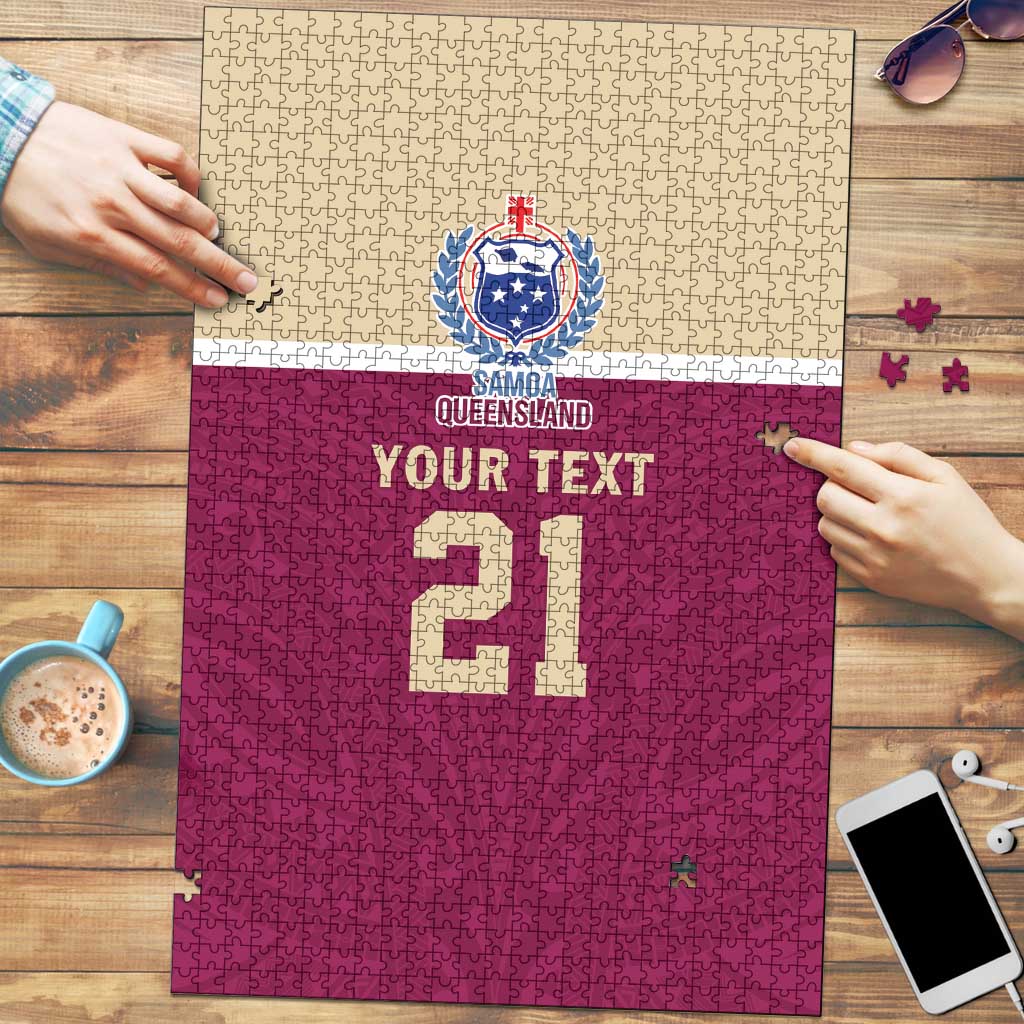 Queensland Samoa Custom Puzzle Maroon Pacific Polynesian Tribal Pattern LT9 Maroon - Polynesian Pride