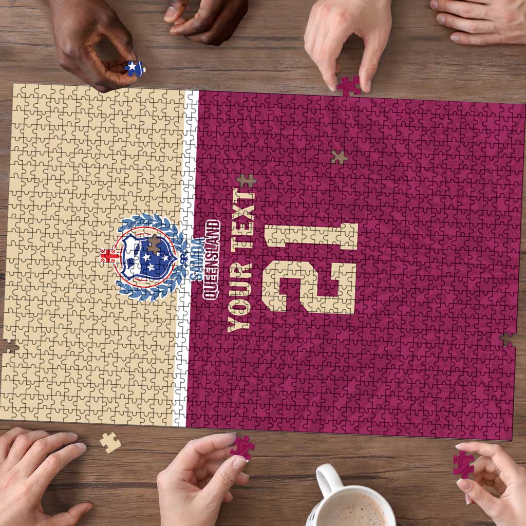 Queensland Samoa Custom Puzzle Maroon Pacific Polynesian Tribal Pattern LT9 - Polynesian Pride