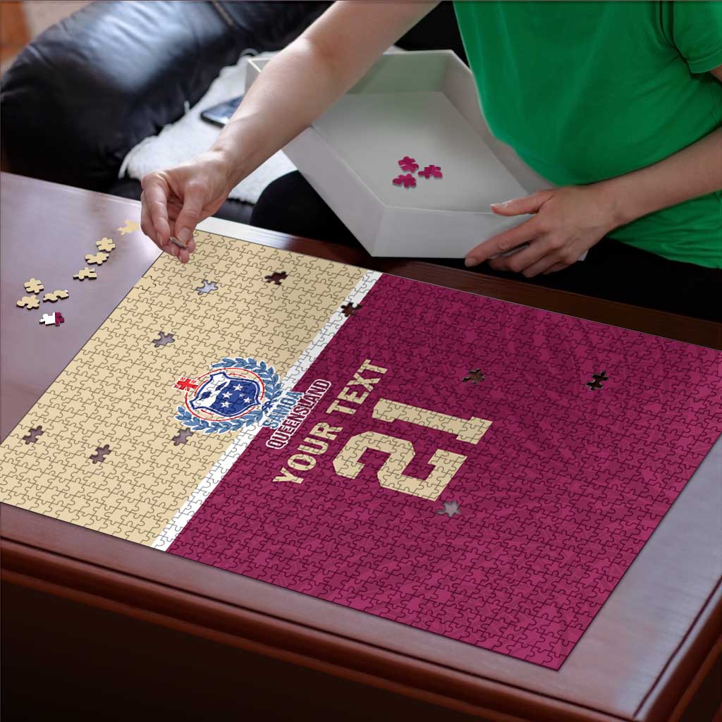 Queensland Samoa Custom Puzzle Maroon Pacific Polynesian Tribal Pattern LT9 - Polynesian Pride