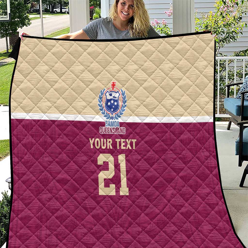 Queensland Samoa Custom Quilt Maroon Pacific Polynesian Tribal Pattern