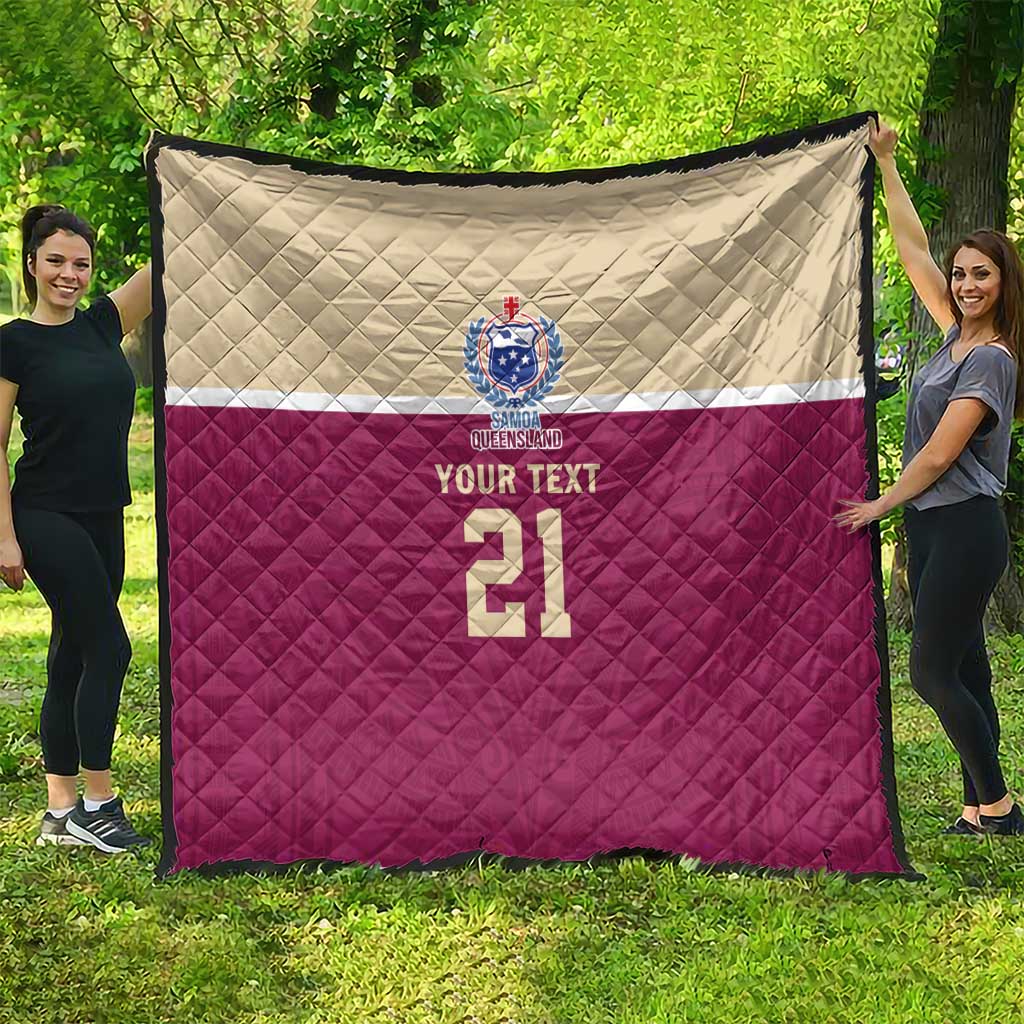 Queensland Samoa Custom Quilt Maroon Pacific Polynesian Tribal Pattern