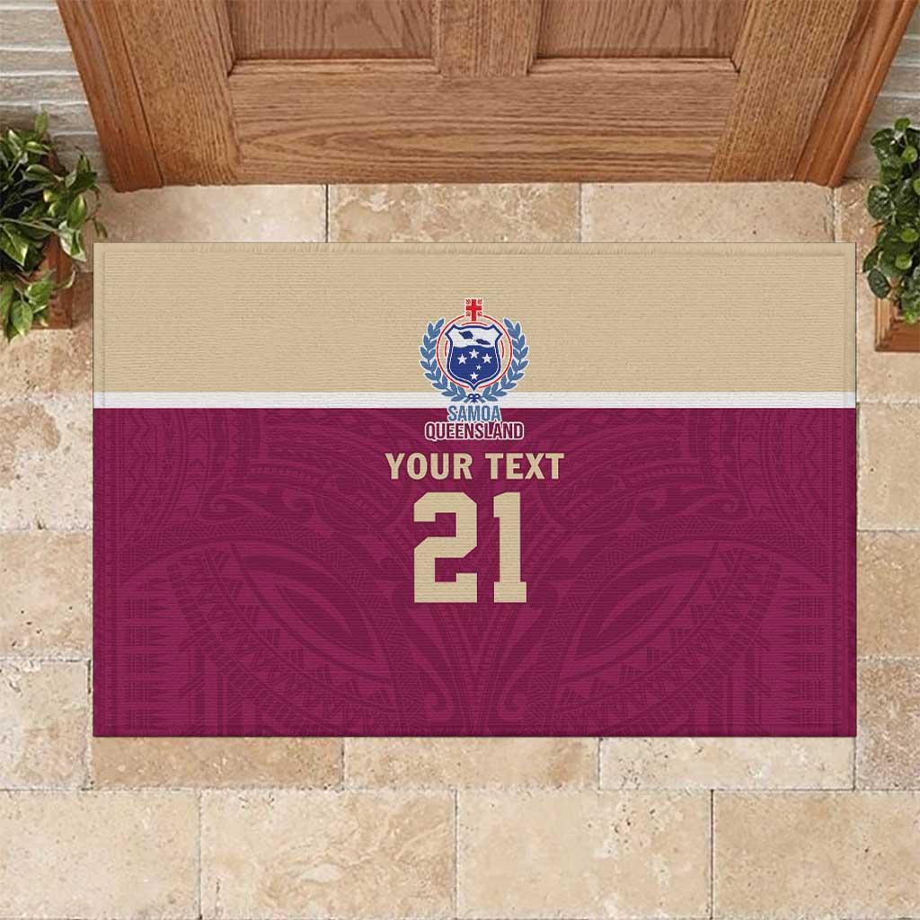 Queensland Samoa Custom Rubber Doormat Maroon Pacific Polynesian Tribal Pattern LT9 Maroon - Polynesian Pride