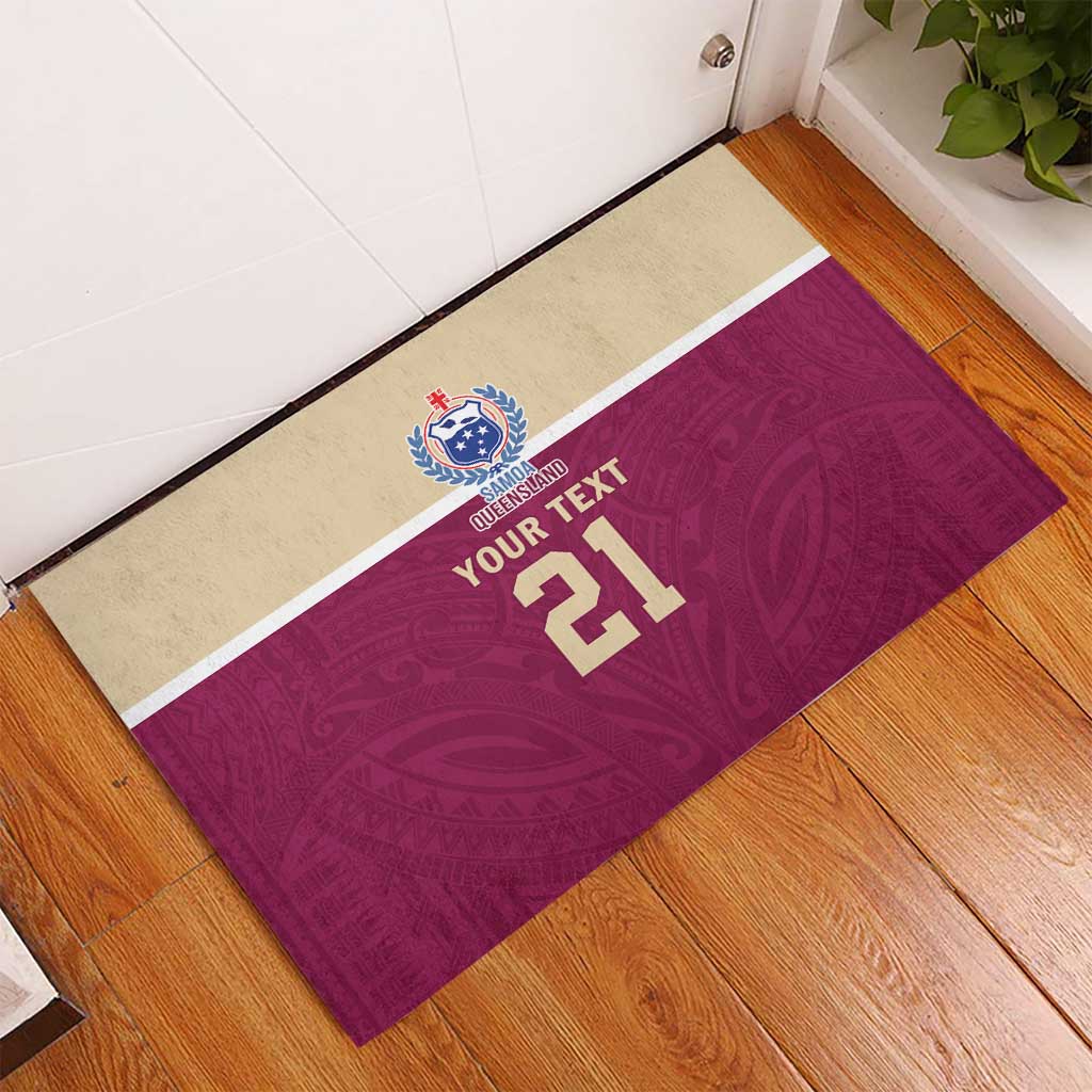 Queensland Samoa Custom Rubber Doormat Maroon Pacific Polynesian Tribal Pattern LT9 - Polynesian Pride