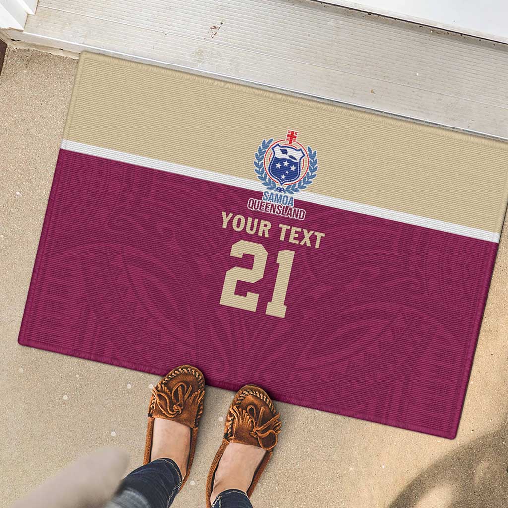 Queensland Samoa Custom Rubber Doormat Maroon Pacific Polynesian Tribal Pattern LT9 - Polynesian Pride