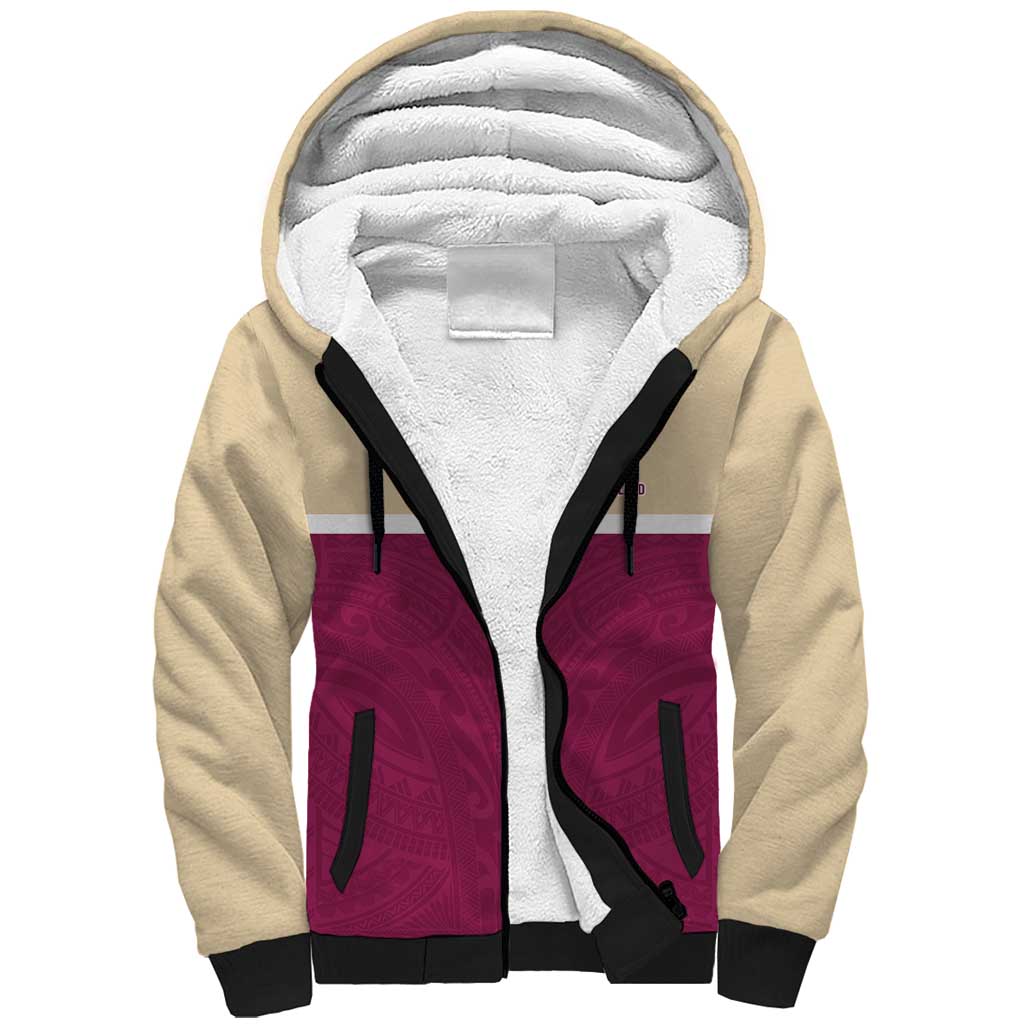 Queensland Samoa Custom Sherpa Hoodie Maroon Pacific Polynesian Tribal Pattern LT9 Unisex Maroon - Polynesian Pride