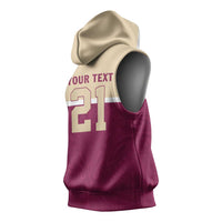 Queensland Samoa Custom Sleeveless Hoodie Maroon Pacific Polynesian Tribal Pattern LT9 - Polynesian Pride