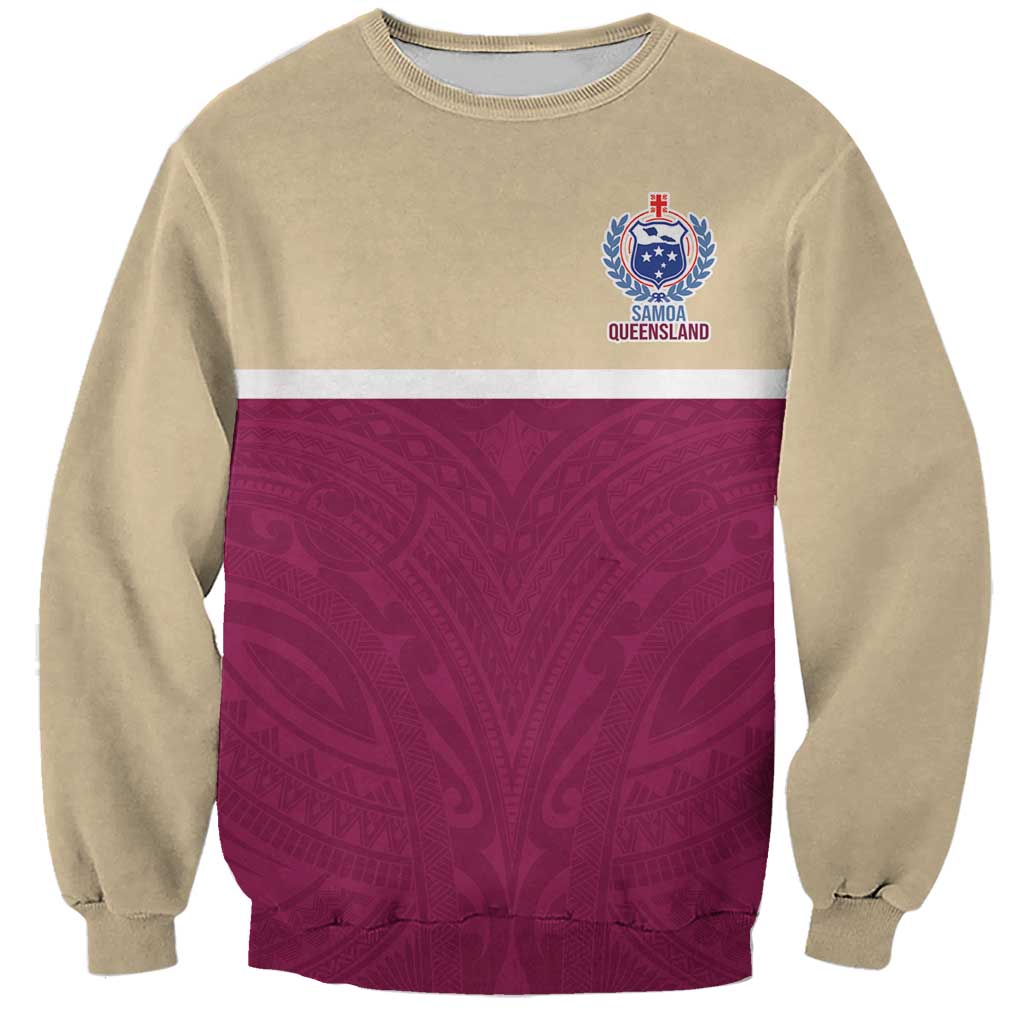 Queensland Samoa Custom Sweatshirt Maroon Pacific Polynesian Tribal Pattern LT9 Unisex Maroon - Polynesian Pride