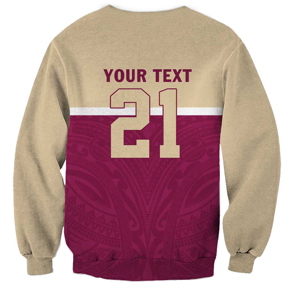 Queensland Samoa Custom Sweatshirt Maroon Pacific Polynesian Tribal Pattern LT9 - Polynesian Pride