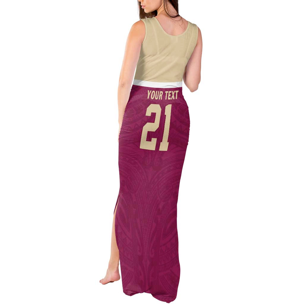 Queensland Samoa Custom Tank Maxi Dress Maroon Pacific Polynesian Tribal Pattern LT9 - Polynesian Pride