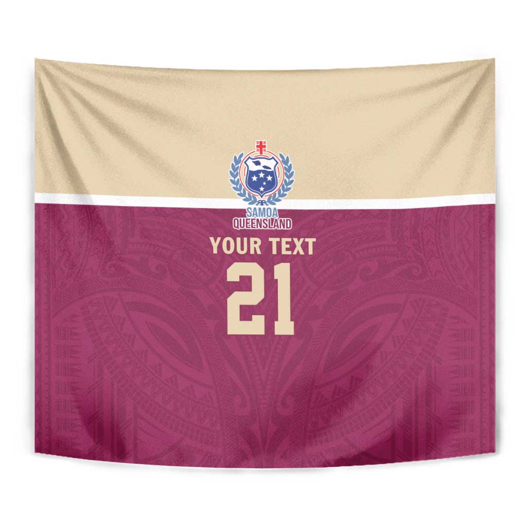 Queensland Samoa Custom Tapestry Maroon Pacific Polynesian Tribal Pattern