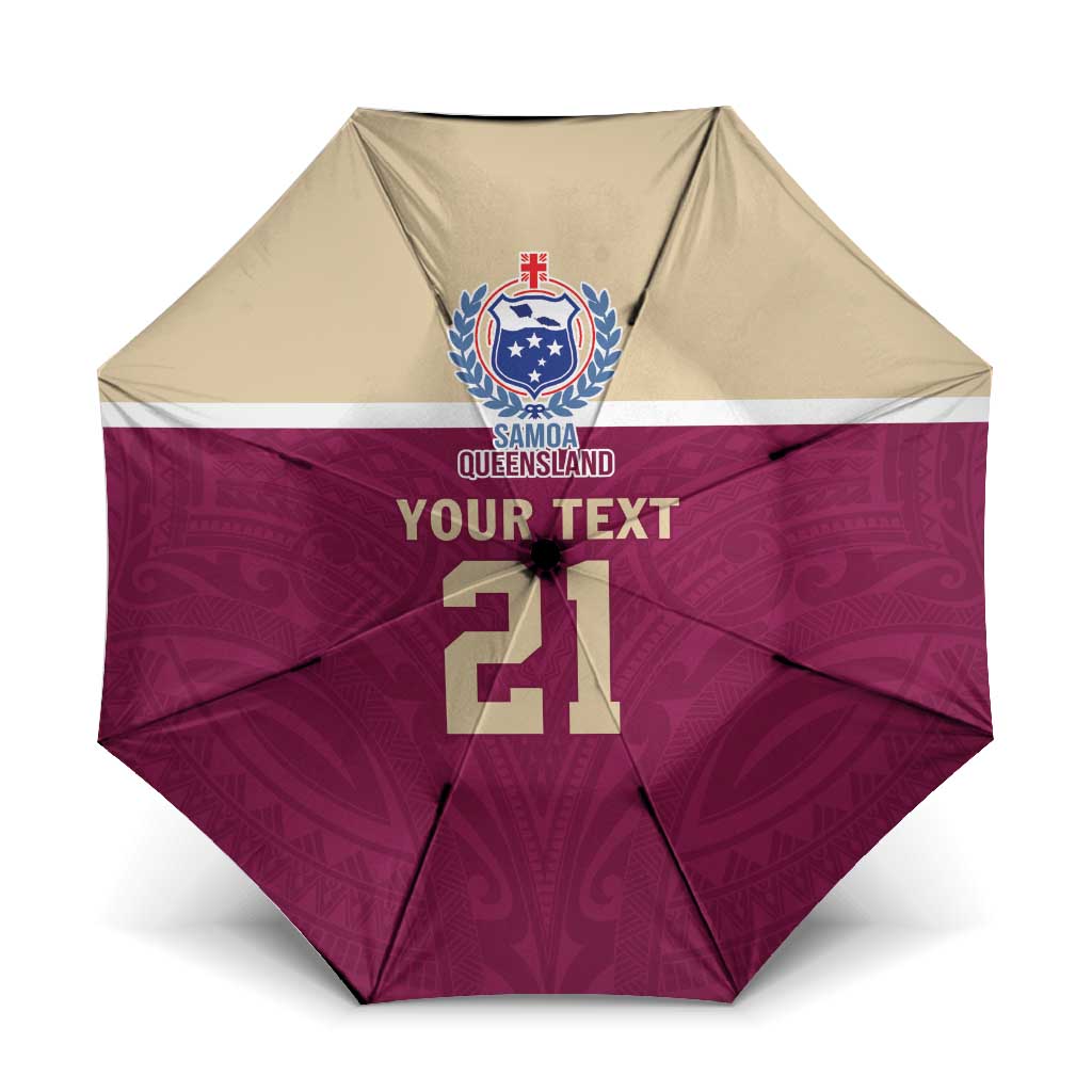 Queensland Samoa Custom Umbrella Maroon Pacific Polynesian Tribal Pattern LT9 One Size Folded 11.42 inch Opened Diameter 37.4 inch Maroon - Polynesian Pride