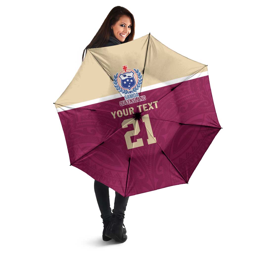 Queensland Samoa Custom Umbrella Maroon Pacific Polynesian Tribal Pattern LT9 - Polynesian Pride