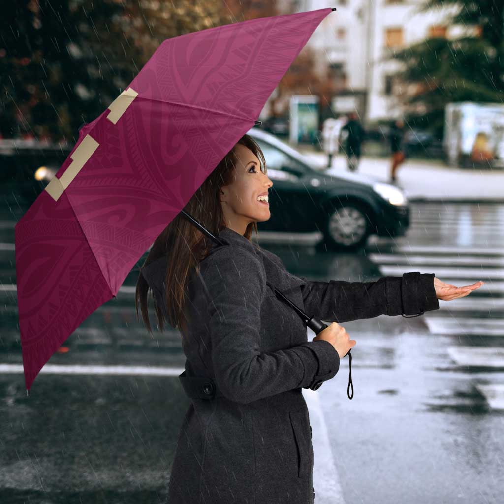 Queensland Samoa Custom Umbrella Maroon Pacific Polynesian Tribal Pattern LT9 - Polynesian Pride