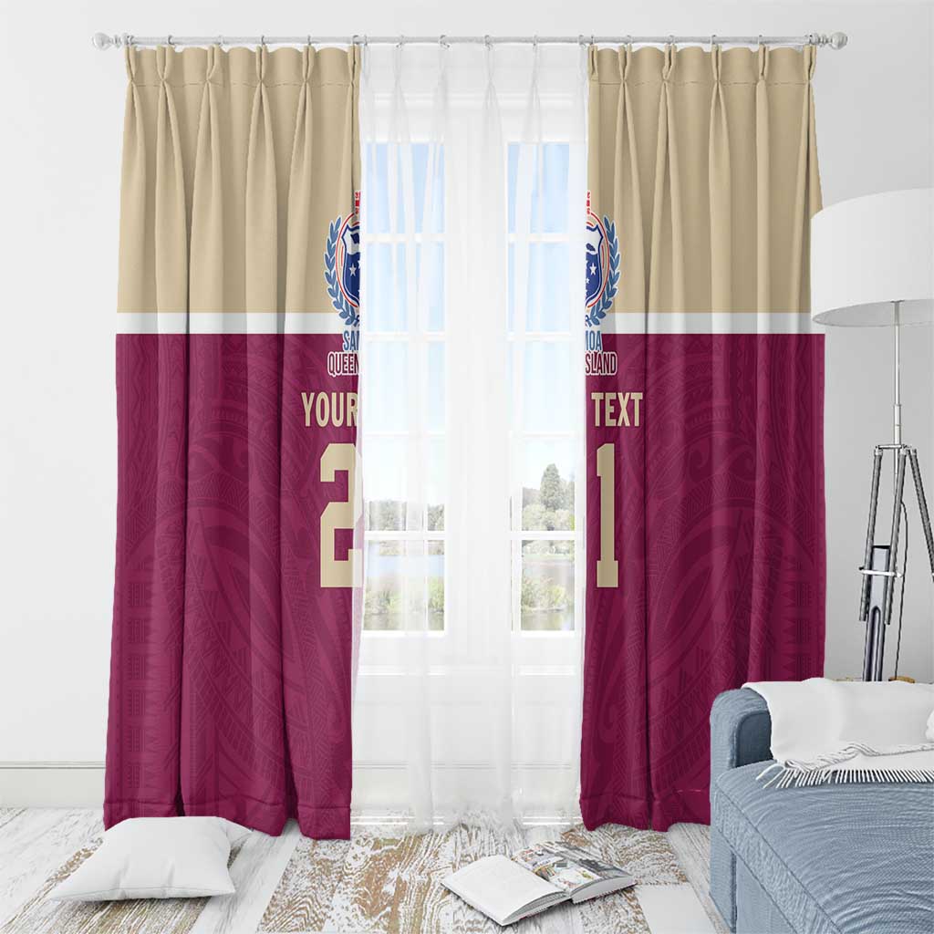 Queensland Samoa Custom Window Curtain Maroon Pacific Polynesian Tribal Pattern