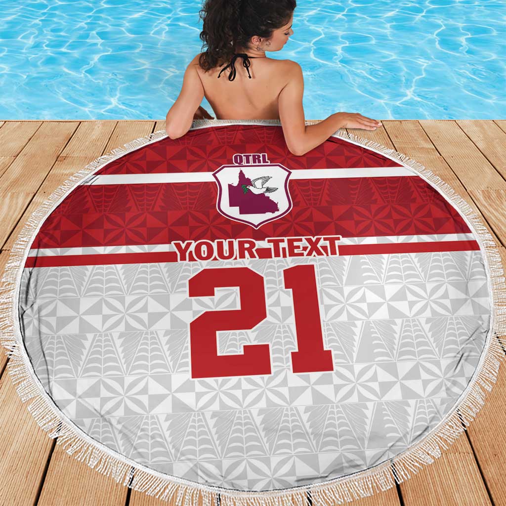 Queensland Tonga Custom Beach Blanket QLD with Tongan Ngatu Pattern LT9 - Polynesian Pride