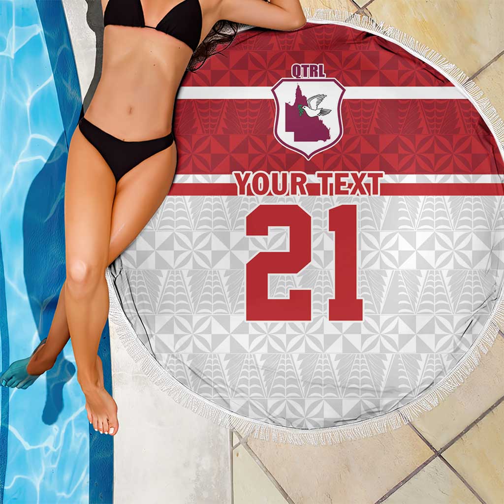 Queensland Tonga Custom Beach Blanket QLD with Tongan Ngatu Pattern LT9 - Polynesian Pride
