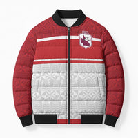 Queensland Tonga Custom Bomber Puffer Jacket QLD with Tongan Ngatu Pattern LT9 Unisex Red - Polynesian Pride
