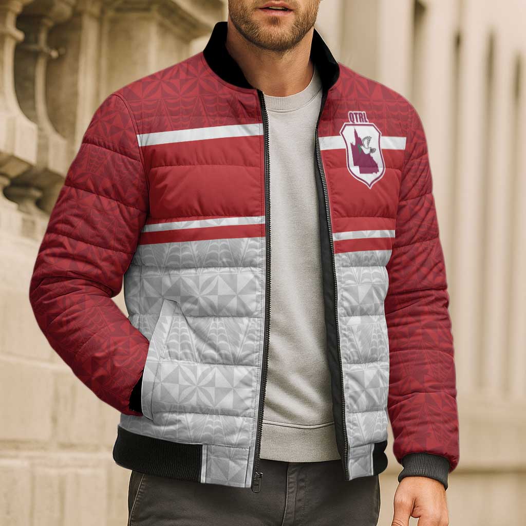 Queensland Tonga Custom Bomber Puffer Jacket QLD with Tongan Ngatu Pattern LT9 - Polynesian Pride
