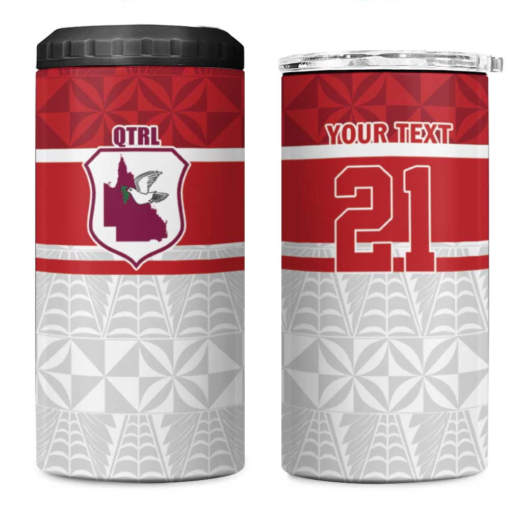 Queensland Tonga Custom 4 in 1 Can Cooler Tumbler QLD with Tongan Ngatu Pattern LT9 One Size: 16 oz Red - Polynesian Pride
