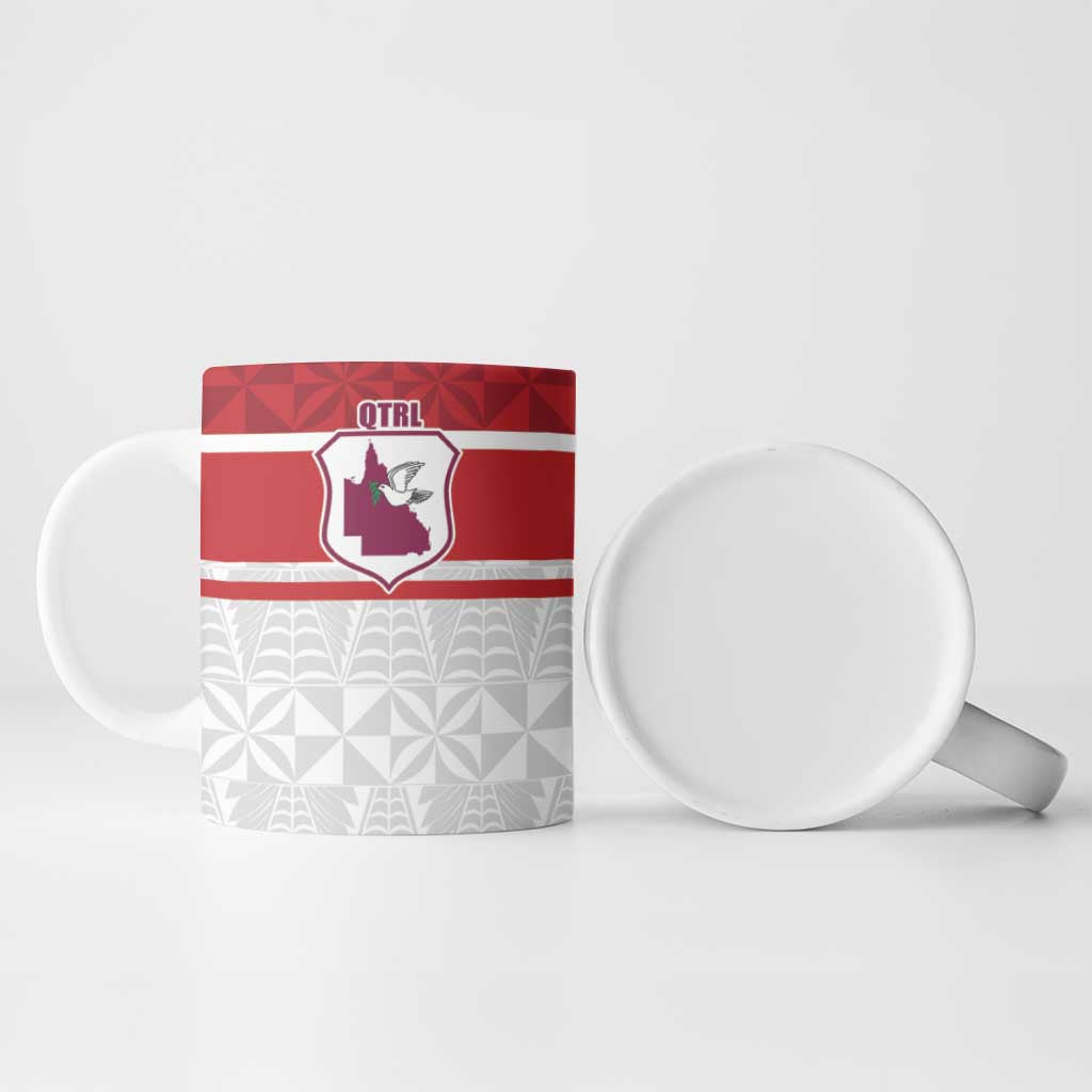Queensland Tonga Custom Ceramic Mug QLD with Tongan Ngatu Pattern LT9 - Polynesian Pride