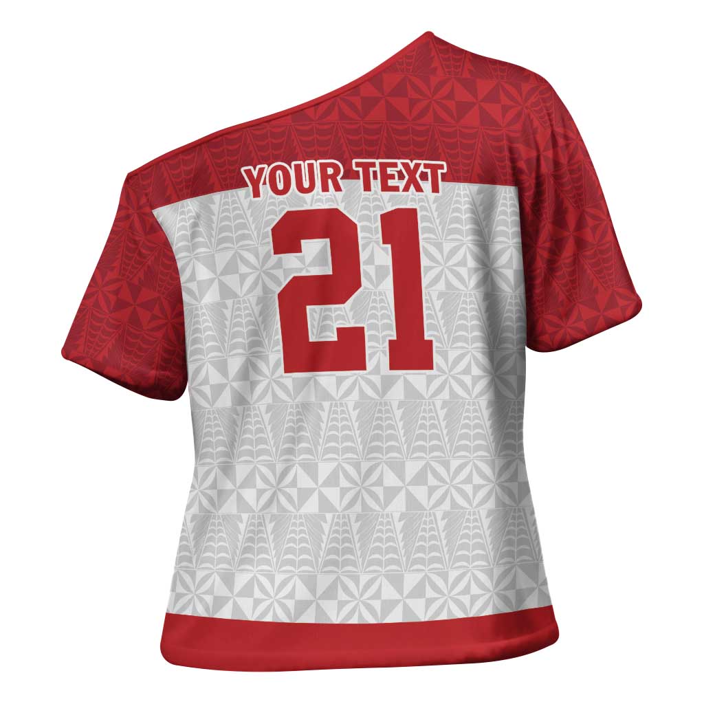 Queensland Tonga Custom Cross Shoulder Shirt QLD with Tongan Ngatu Pattern LT9 - Polynesian Pride