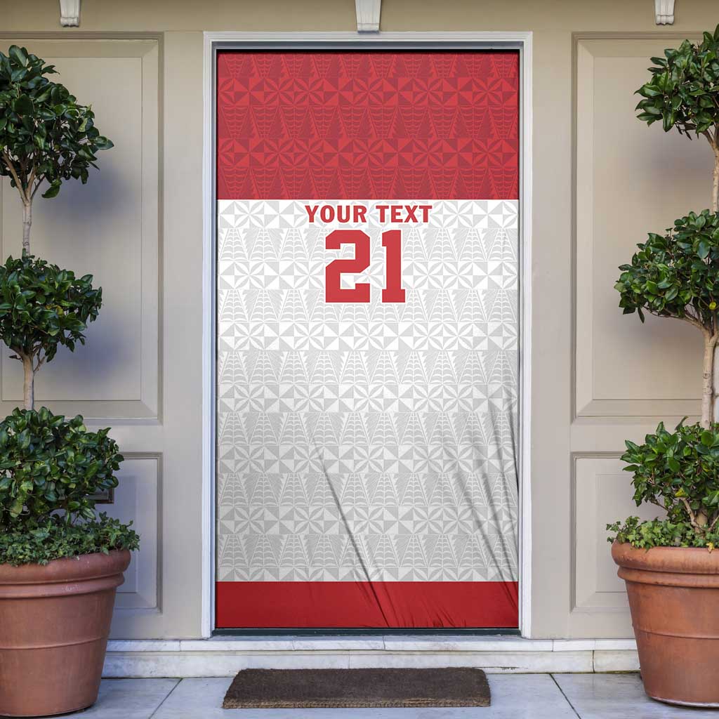 Queensland Tonga Custom Door Cover QLD with Tongan Ngatu Pattern LT9 Red - Polynesian Pride