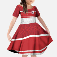 Queensland Tonga Custom Family Matching Off The Shoulder Long Sleeve Dress and Hawaiian Shirt QLD with Tongan Ngatu Pattern