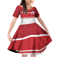 Queensland Tonga Custom Family Matching Off Shoulder Short Dress and Hawaiian Shirt QLD with Tongan Ngatu Pattern