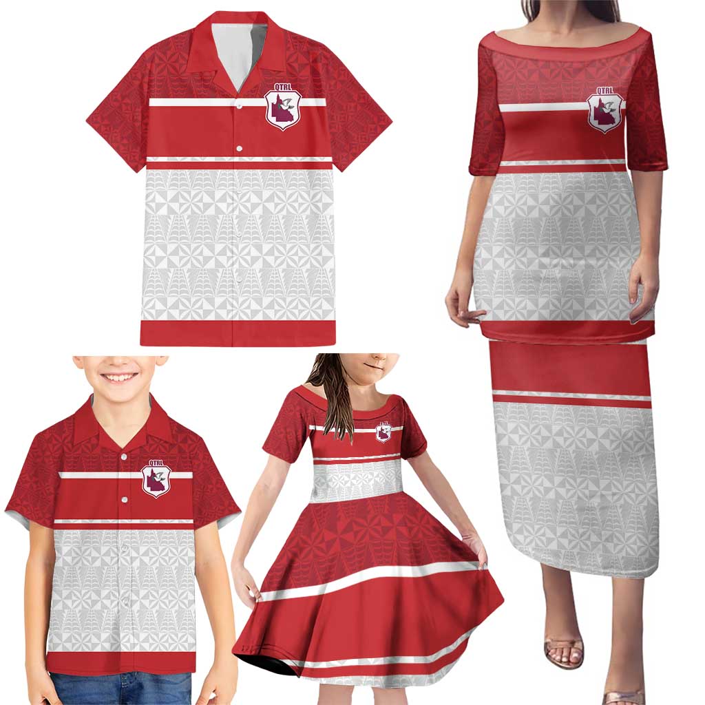 Queensland Tonga Custom Family Matching Puletasi and Hawaiian Shirt QLD with Tongan Ngatu Pattern LT9 - Polynesian Pride